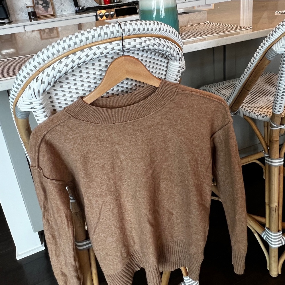 Pilcro Women's Cowl & Turtleneck Sweater in Camel Brown